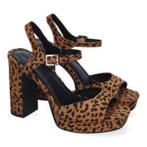 Sandalia de Tacon Alto para Mujer, Comodo, Estampado Animal Print