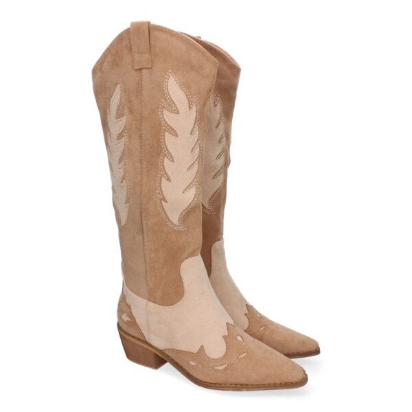 Bota de tacon para mujer comodas, de material aterciopelado, con estampado en la ca?a