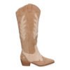 Bota de tacon para mujer comodas, de material aterciopelado, con estampado en la ca?a
