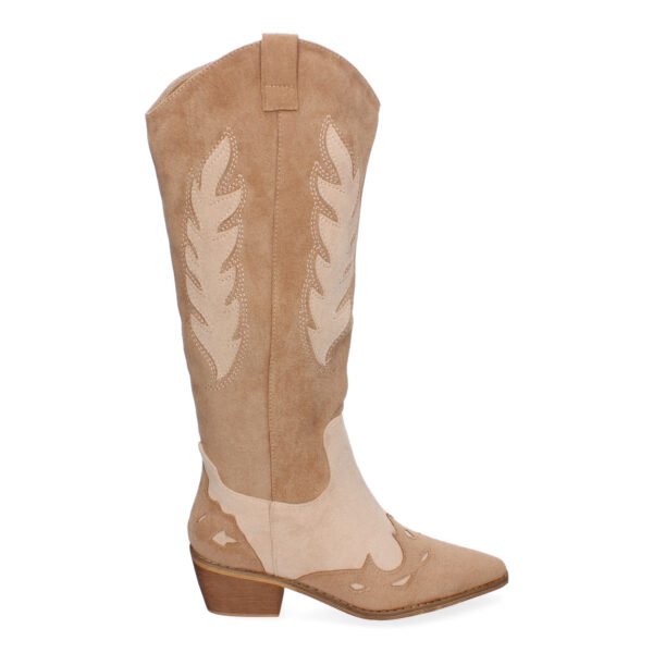 Bota de tacon para mujer comodas, de material aterciopelado, con estampado en la ca?a