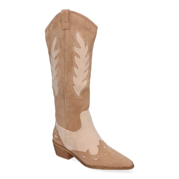 Bota de tacon para mujer comodas, de material aterciopelado, con estampado en la ca?a