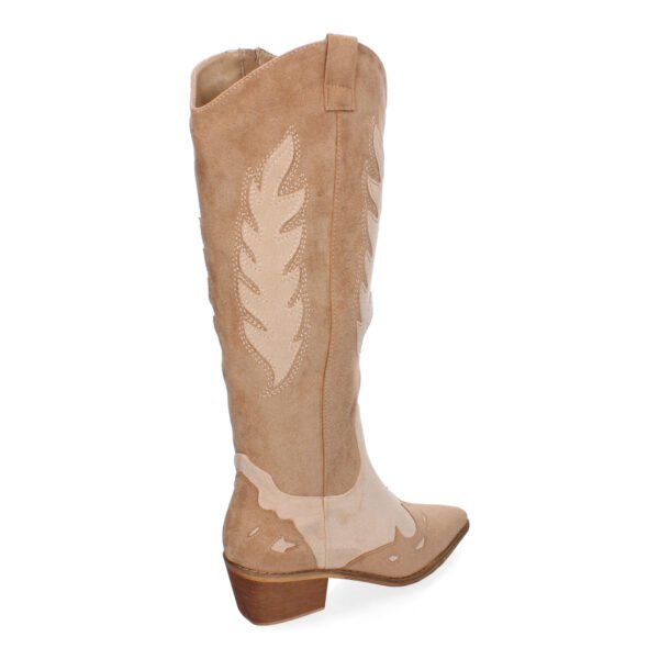 Bota de tacon para mujer comodas, de material aterciopelado, con estampado en la ca?a