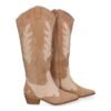 Bota de tacon para mujer comodas, de material aterciopelado, con estampado en la ca?a