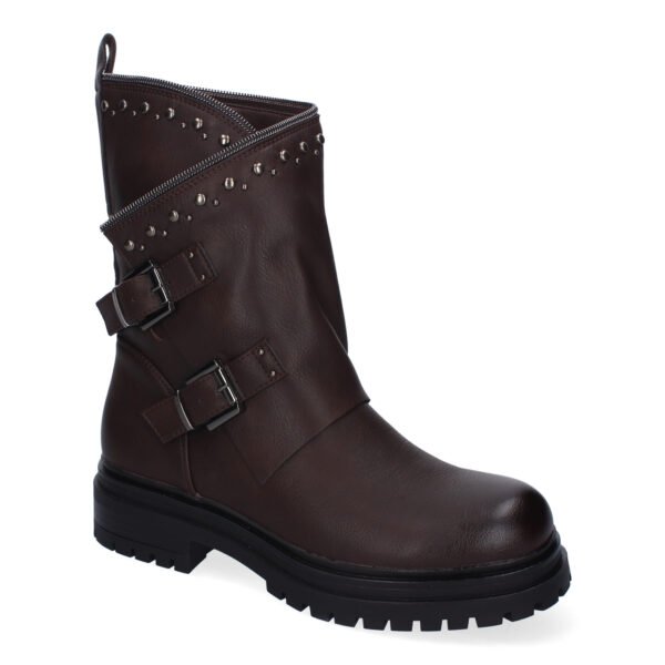 Botas de Mujer con Tachuelas, Estilo Motero, Suela Dentada, Dise?o Moderno