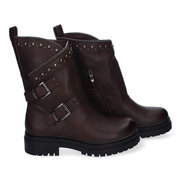 Botas de Mujer con Tachuelas, Estilo Motero, Suela Dentada, Dise?o Moderno