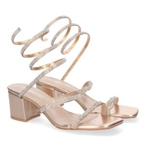 Sandalias de Mujer con Tac?n Ancho y Adornos Brillantes