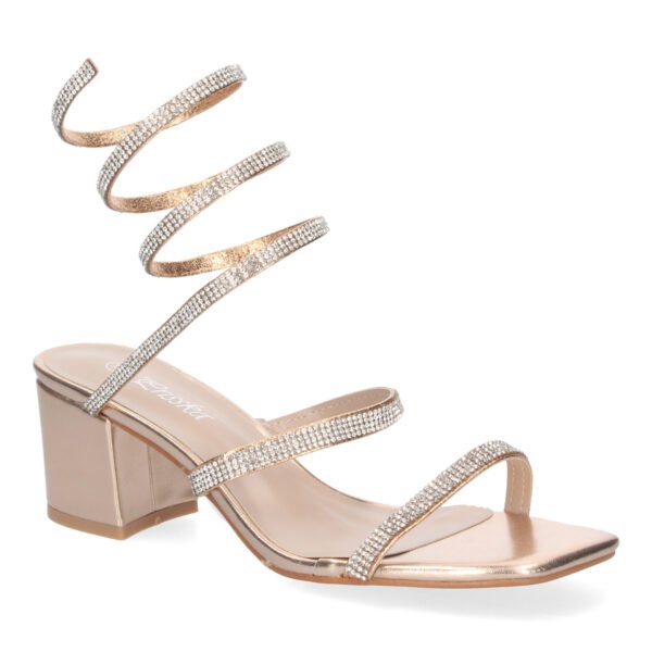 Sandalias de Mujer con Tac?n Ancho y Adornos Brillantes