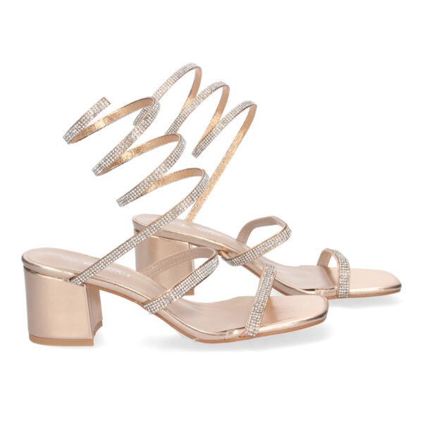 Sandalias de Mujer con Tac?n Ancho y Adornos Brillantes