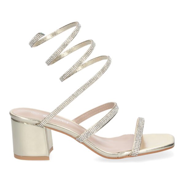 Sandalias de Mujer con Tac?n Ancho y Adornos Brillantes