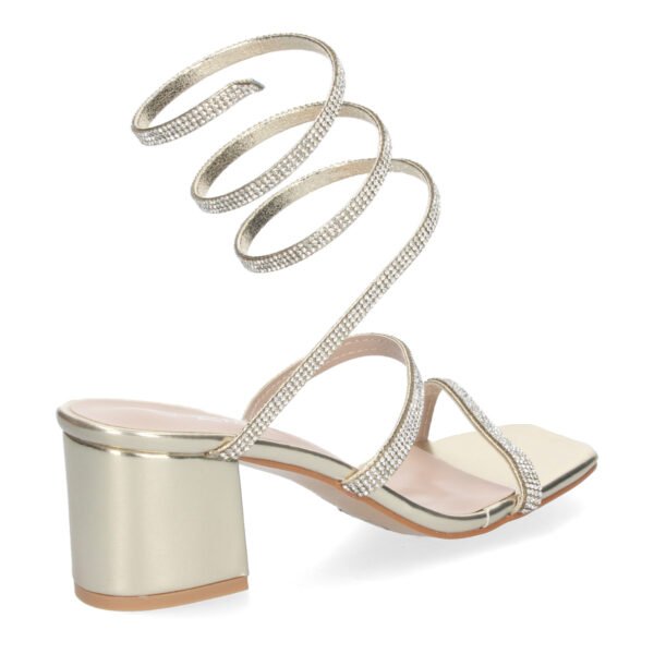 Sandalias de Mujer con Tac?n Ancho y Adornos Brillantes