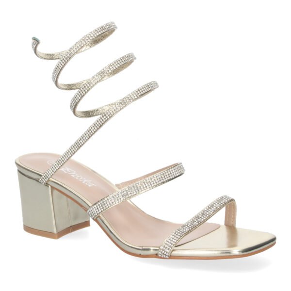 Sandalias de Mujer con Tac?n Ancho y Adornos Brillantes