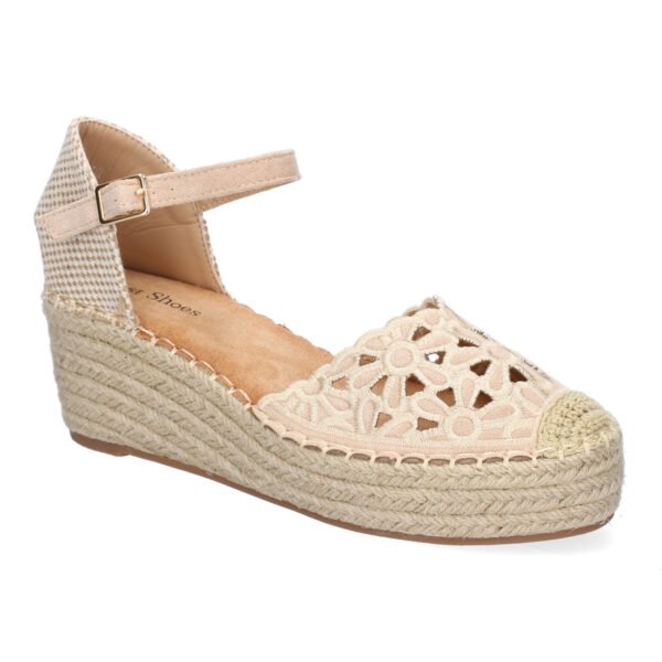 Sandalia de Cu?a de Yute para Mujer, Comodas y Elegantes, Dise?o Floral Bordado