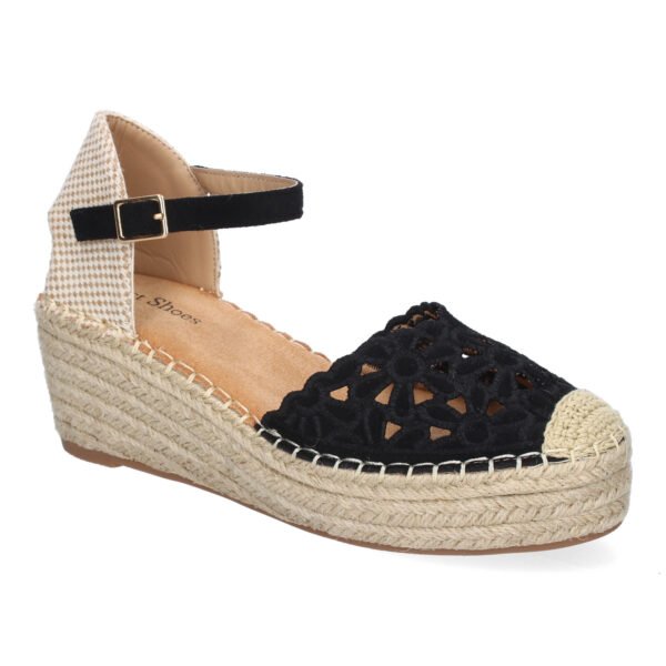 Sandalia de Cu?a de Yute para Mujer, Comodas y Elegantes, Dise?o Floral Bordado