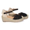 Sandalia de Cu?a de Yute para Mujer, Comodas y Elegantes, Dise?o Floral Bordado