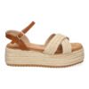 a brown and tan platform sandal